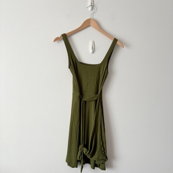 Aritzia Wilfred Saturn Wrap Mini Dress Dark Army Green Size XS - Picture 3 of 5